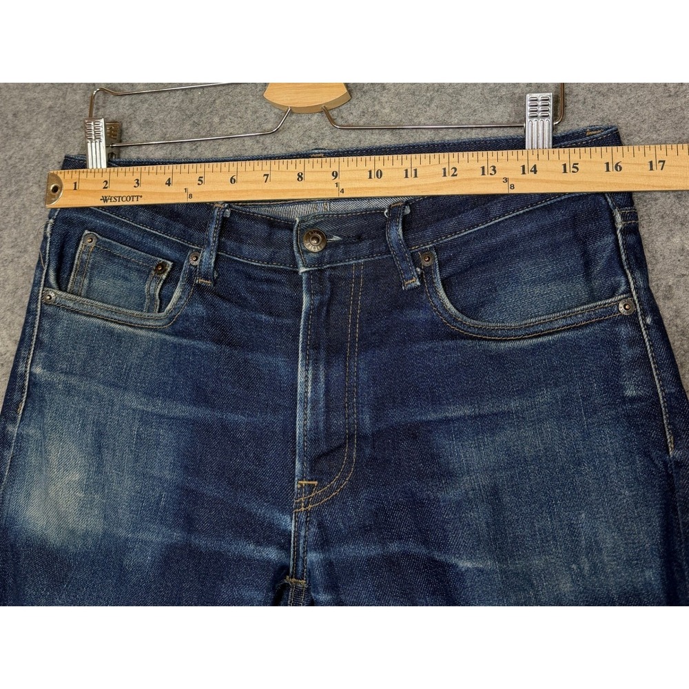 Uniqlo Selvedge Jeans Mens 32x33 Blue Slim Straight Kaihara Japanese Raw Denim - Picture 11 of 15